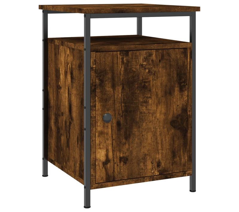 Table De Chevet Chêne Fumé 40x42x60 Cm Bois Contreplaqué
