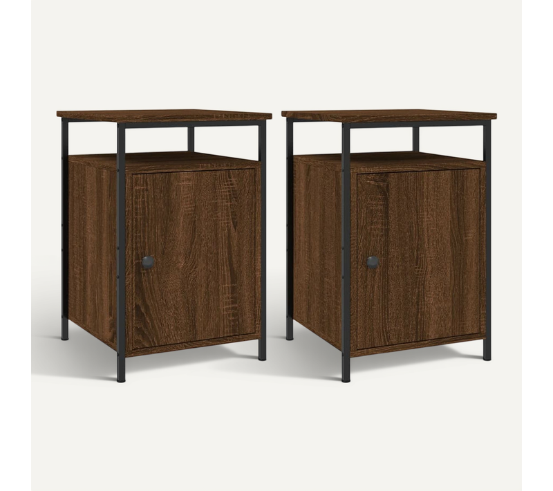 Tables De Chevet 2pcs Chêne Marron 40x42x60cm Bois Contreplaqué