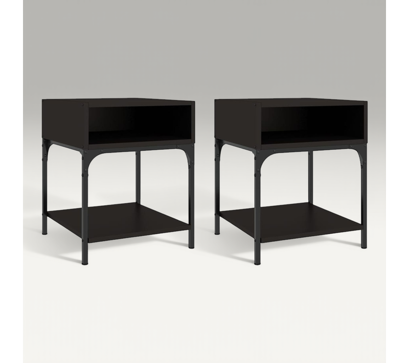 Tables De Chevet 2 Pièces Noir 40x41x50 Cm Bois Contreplaqué