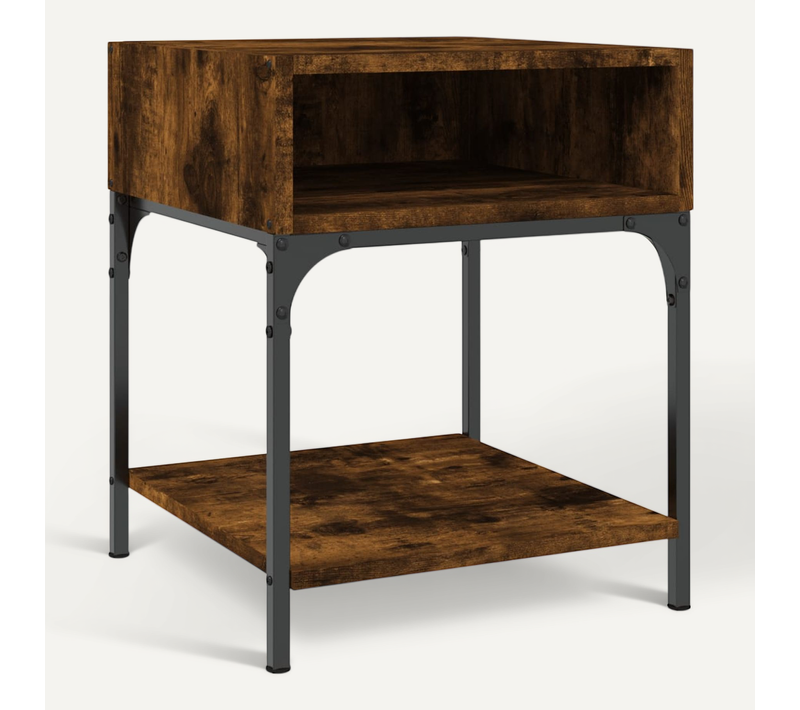Table De Chevet Chêne Fumé 40x41x50 Cm Bois Contreplaqué