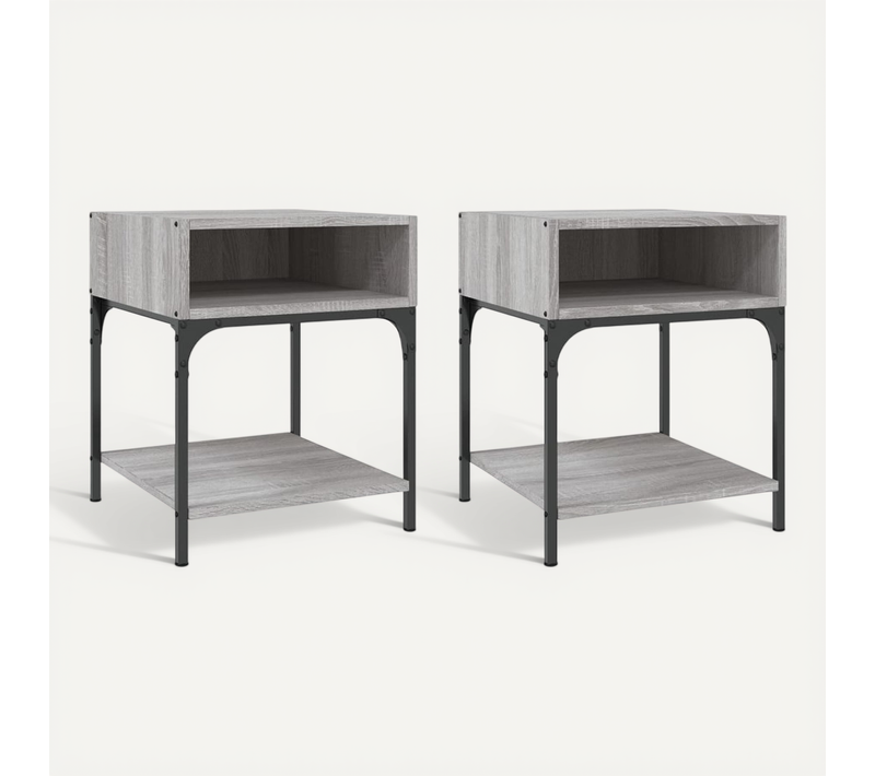 Tables De Chevet 2 Pièces Sonoma Gris 40x41x50 Cm Bois Contreplaqué