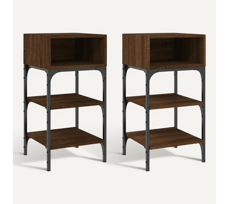 Tables De Chevet 2 Pièces Chêne Marron 35x34,5x70 Cm
