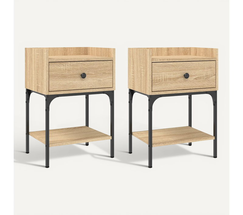 Tables De Chevet 2pcs Chêne Sonoma 40,5x31x60cm Bois Contreplaqué