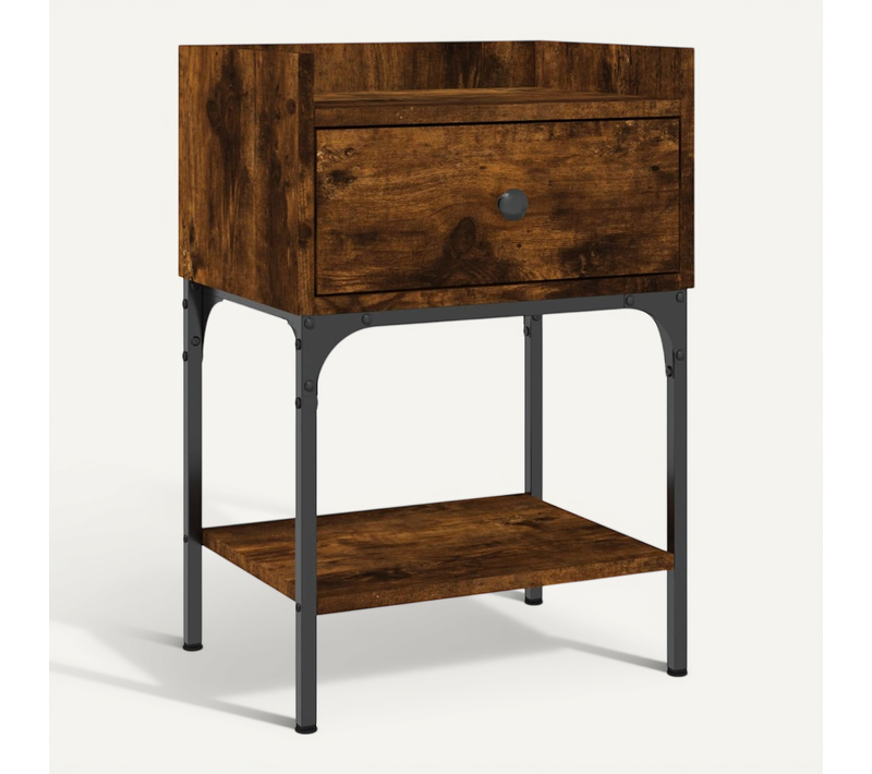 Table De Chevet Chêne Fumé 40,5x31x60 Cm Bois Contreplaqué