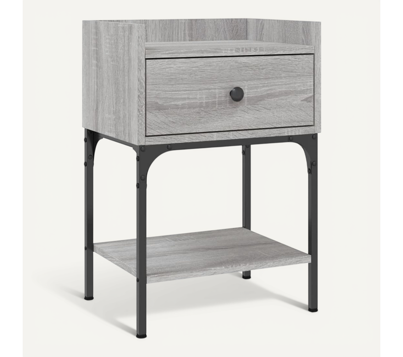 Table De Chevet Sonoma Gris 40,5x31x60 Cm Bois Contreplaqué