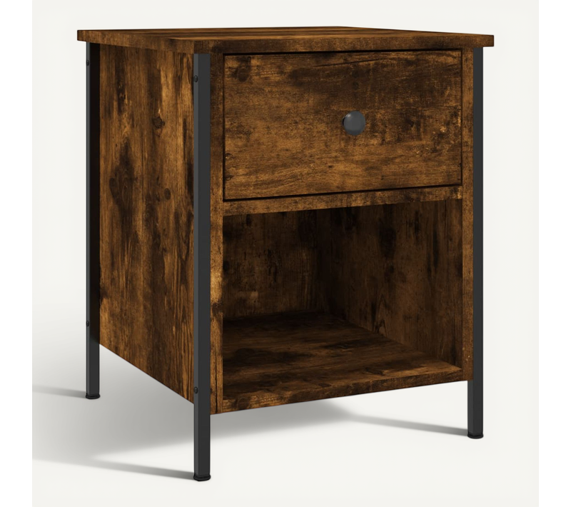 Table De Chevet Chêne Fumé 40x42x50 Cm Bois Contreplaqué