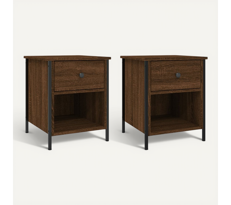 Tables De Chevet 2pcs Chêne Marron 40x42x50cm Bois Contreplaqué