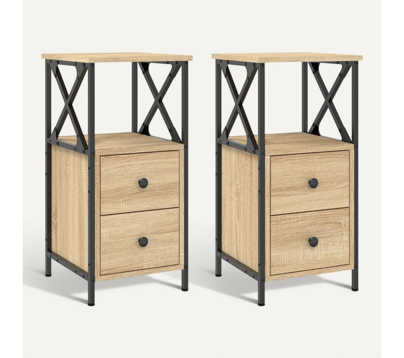 Tables De Chevet 2pcs Chêne Sonoma 34x35,5x70cm Bois Contreplaque