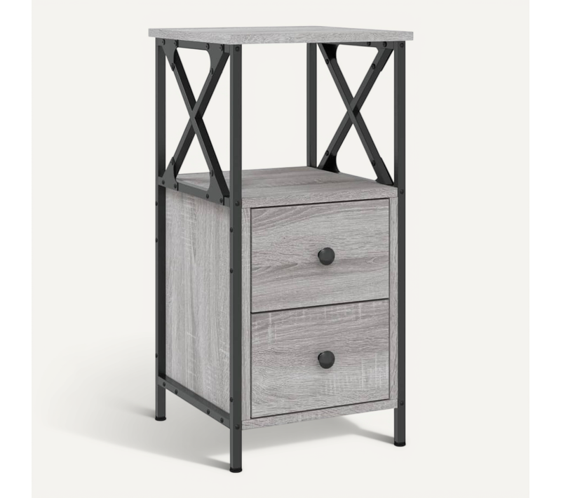 Table De Chevet Sonoma Gris 34x35,5x70 Cm Bois Contreplaqué