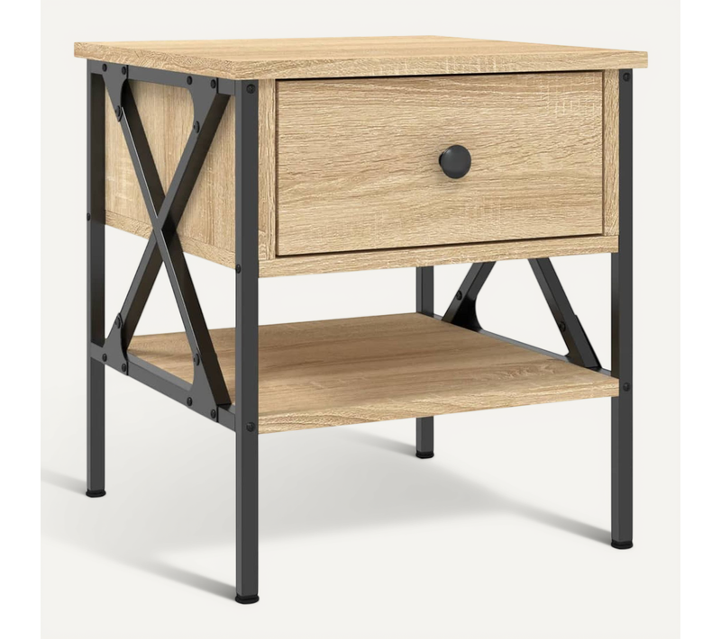 Table De Chevet Chêne Sonoma 40x42x45 Cm Bois Contreplaqué