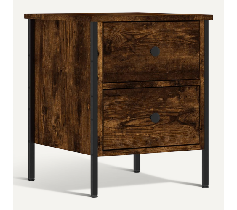 Table De Chevet Chêne Fumé 40x42x50 Cm Bois Contreplaqué