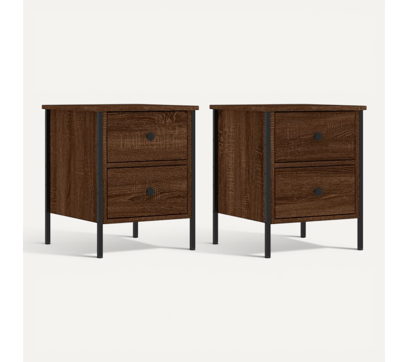 Tables De Chevet 2pcs Chêne Marron 40x42x50cm Bois Contreplaqué