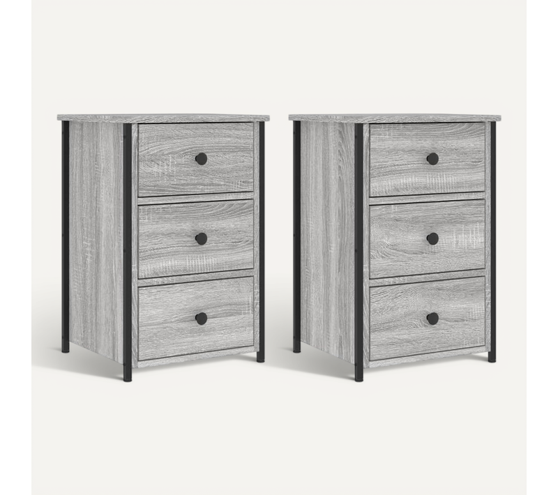 Tables De Chevet 2 Pièces Sonoma Gris 40x36x60cm Bois Contreplaqué