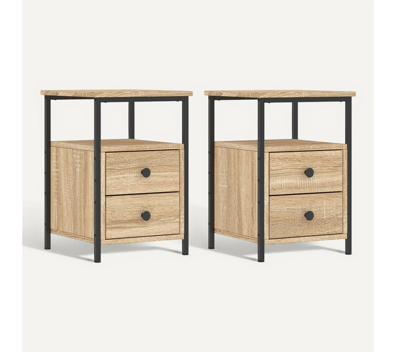 Tables De Chevet 2pcs Chêne Sonoma 34x35,5x50cm Bois Contreplaque
