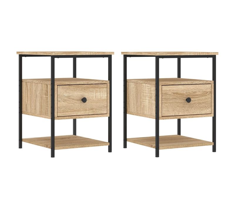 Tables De Chevet 2 Pièces Chêne Sonoma 40x42x56 Cm Bois Ingénierie