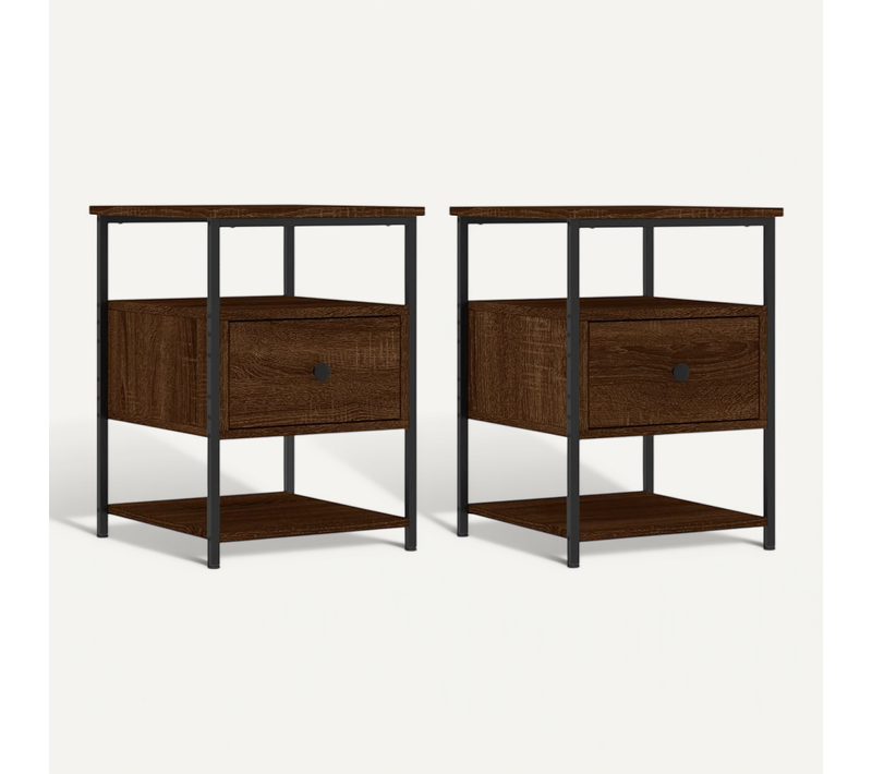 Tables De Chevet 2pcs Chêne Marron 40x42x56cm Bois Contreplaqué