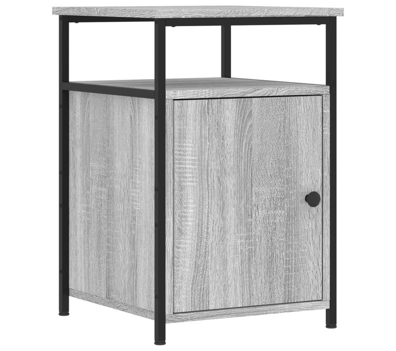 Table De Chevet Sonoma Gris 40x42x60 Cm Bois Contreplaqué