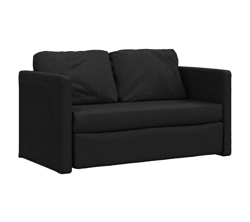 Canapé-lit 2-en-1 Tissu Noir 112x174x55 Cm Avec Coussin