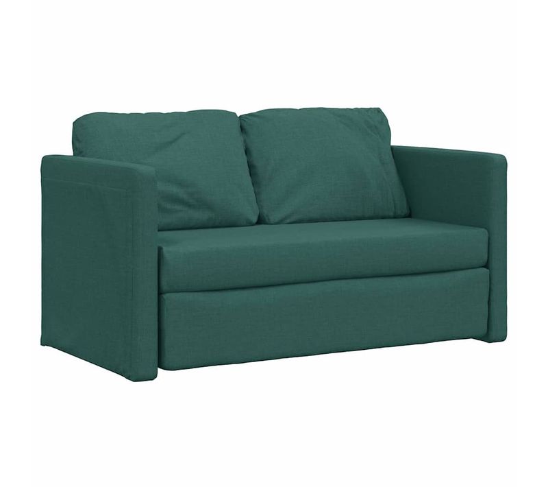 Canapé-lit 2-en-1 Tissu Vert Foncé 112x174x55 Cm Avec Coussin