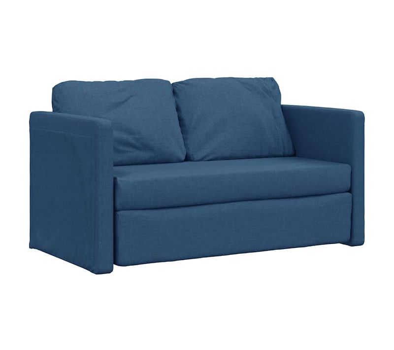 Canapé-lit 2-en-1 Tissu Bleu 112x174x55 Cm Avec Coussin
