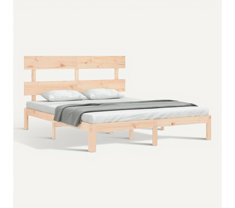 Cadre De Lit Avec Tête De Lit King Size Bois Massif 150 x 200