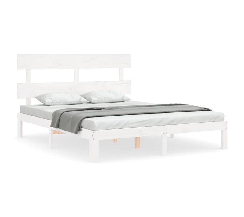 Cadre De Lit Sans Matelas Blanc 160x200 Cm Bois De Pin Massif