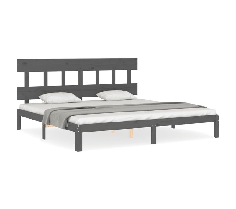 Cadre De Lit Sans Matelas Gris 200x200 Cm Bois Massif De Pin