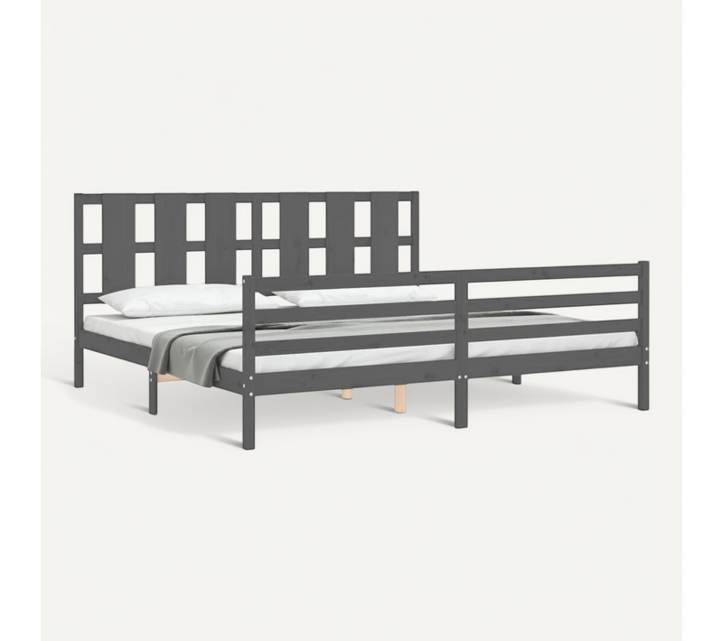Cadre De Lit Sans Matelas Gris 200x200 Cm Bois Massif