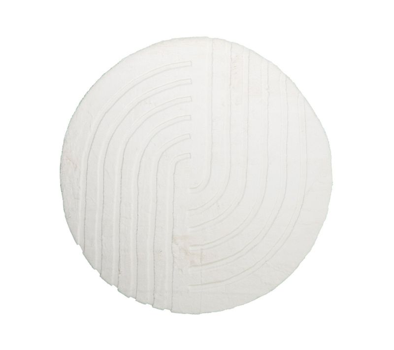 Tapis Rond à Poils Longs - Carvy Curves Crème - Rond - D. 200 Cm