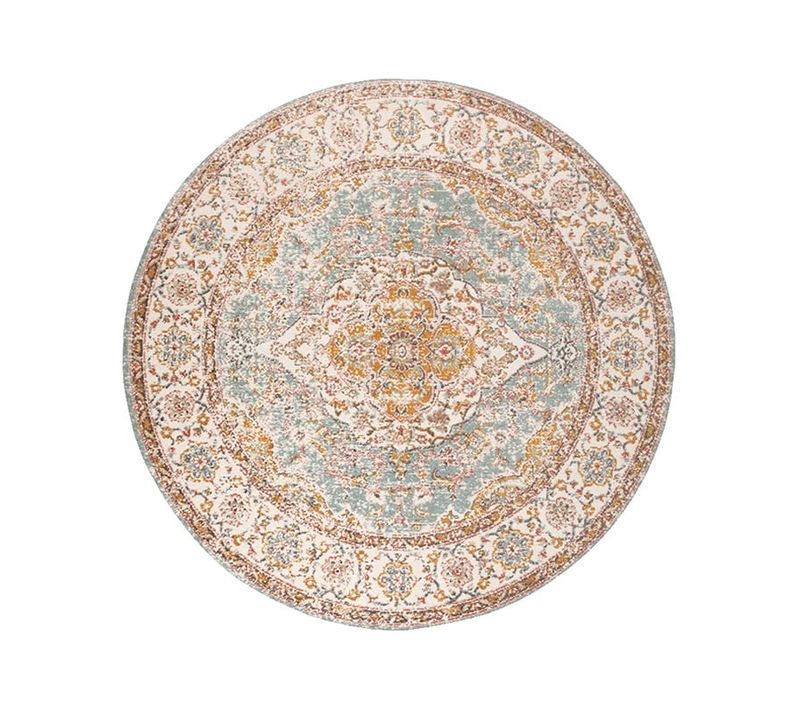 Tapis Rond Vintage - Thirza Medallion Bleu Clair/multicolore - Rond - D. 120 Cm