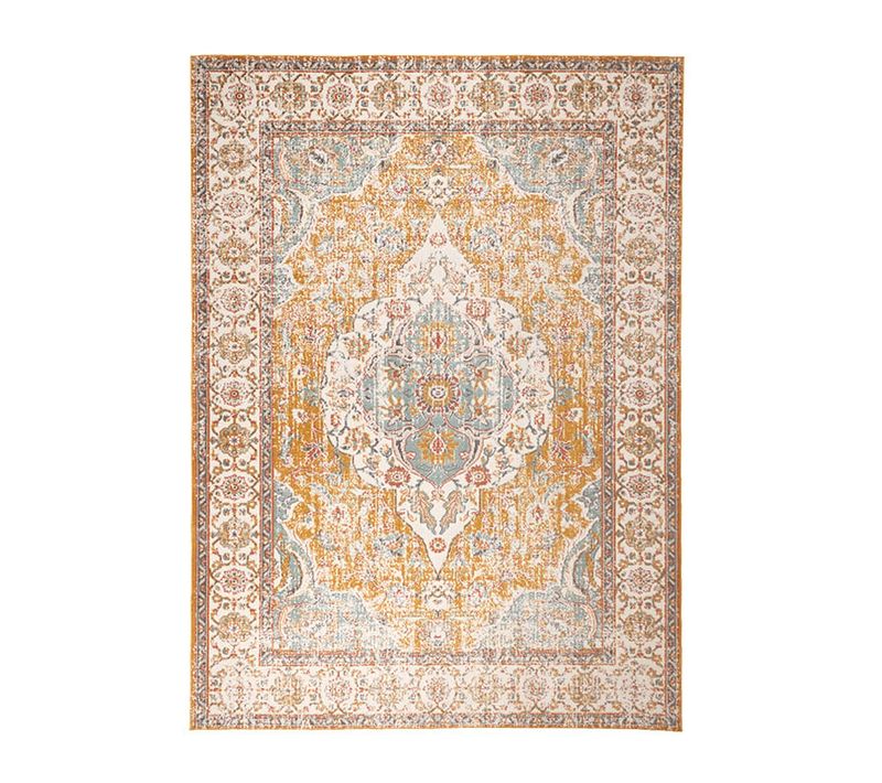 Tapis Vintage - Thirza Medallion Jaune Ocre/multicolore - Rectangle - 140x200 Cm