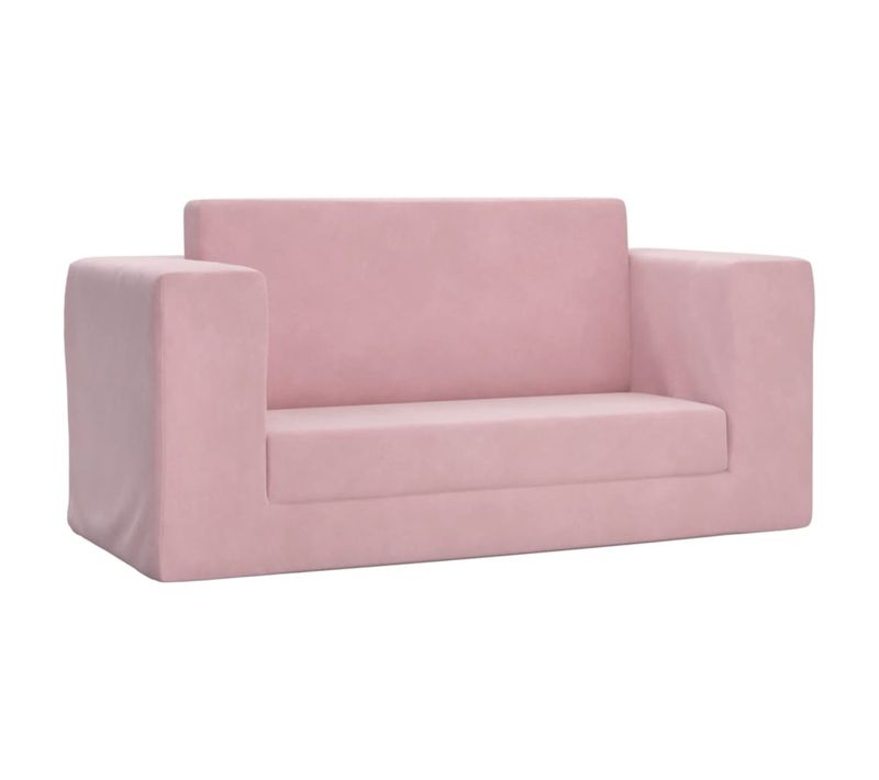 Canapé-lit Pour Enfants 2 Places Rose Peluche Douce