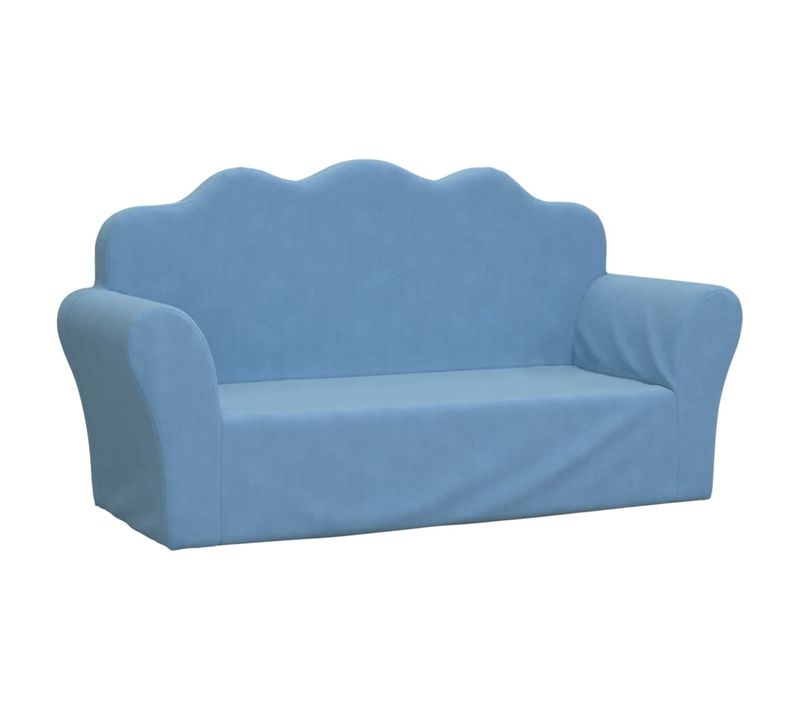 Canapé Pour Enfants 2 Places Bleu Peluche Douce