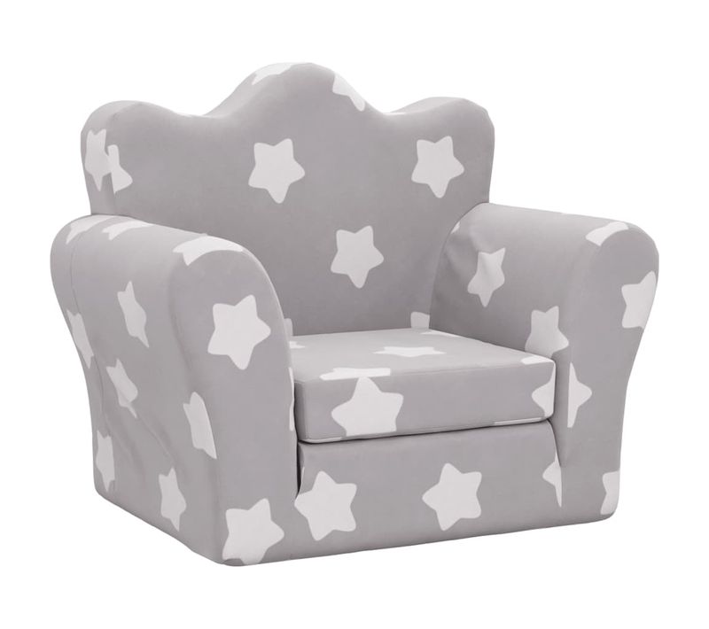 Canapé-lit Pour Enfants Gris Clair Avec Étoiles Peluche Douce