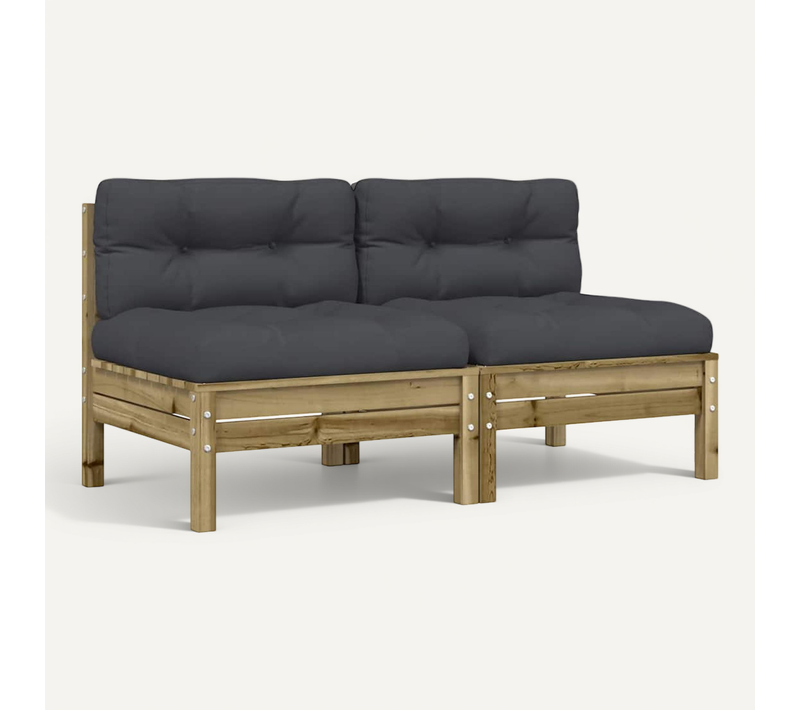 Canapé De Jardin Sans Accoudoirs Et Coussins 2 Pièces Pin Imprégné Modulaire