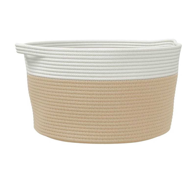 Panier De Rangement Beige Et Blanc D.40x25 Cm Coton