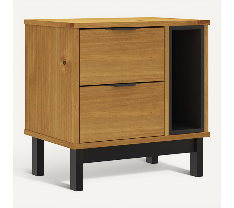 Table De Chevet Flam 49x35x50 Cm Bois De Pin Massif