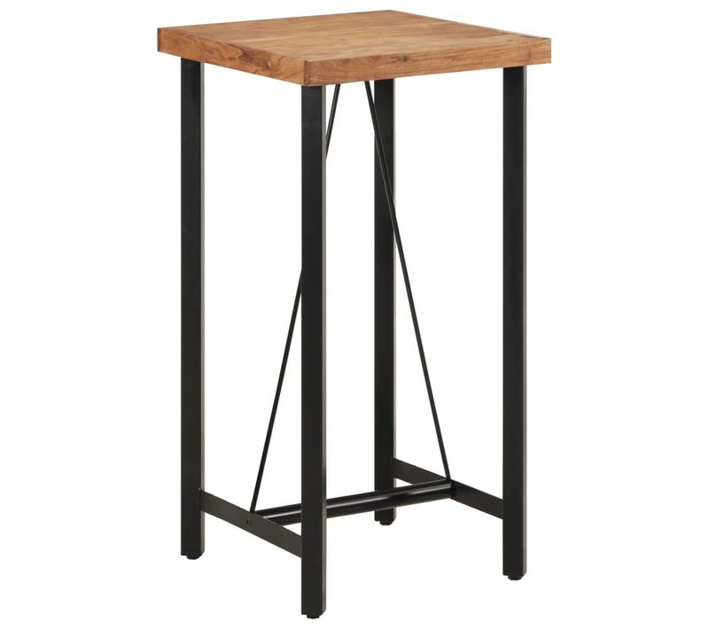 Table De Bar 55x55x107 Cm Bois Massif D'acacia Et Fer
