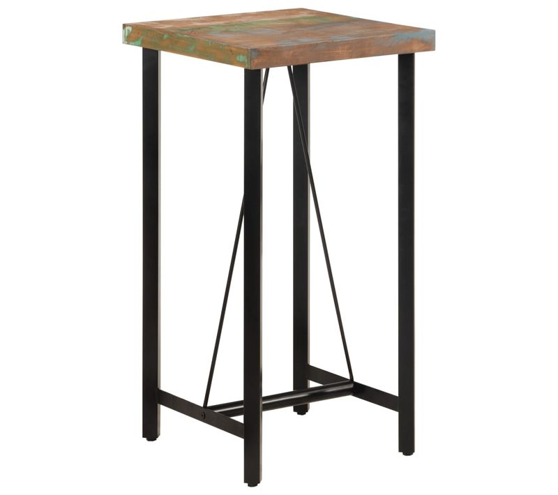 Table De Bar 55x55x107 Cm Bois Massif De Récupération Et Fer