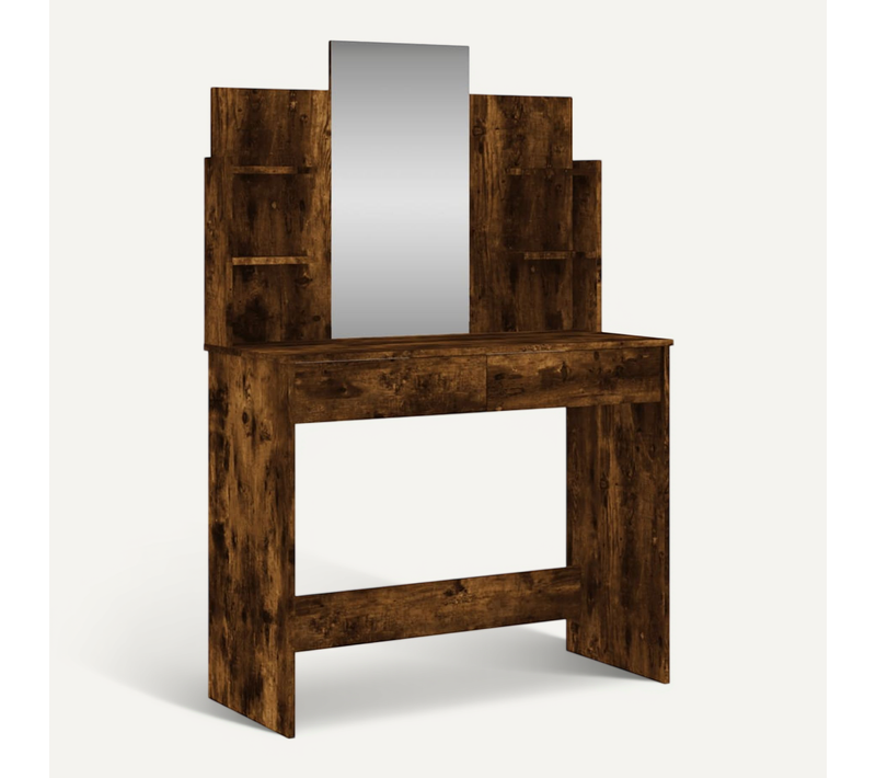 Coiffeuse Avec Miroir Chêne Fumé 96x39x142 Cm