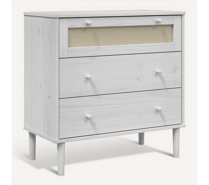 Commode Senja Aspect De Rotin Blanc Bois De Pin Solide