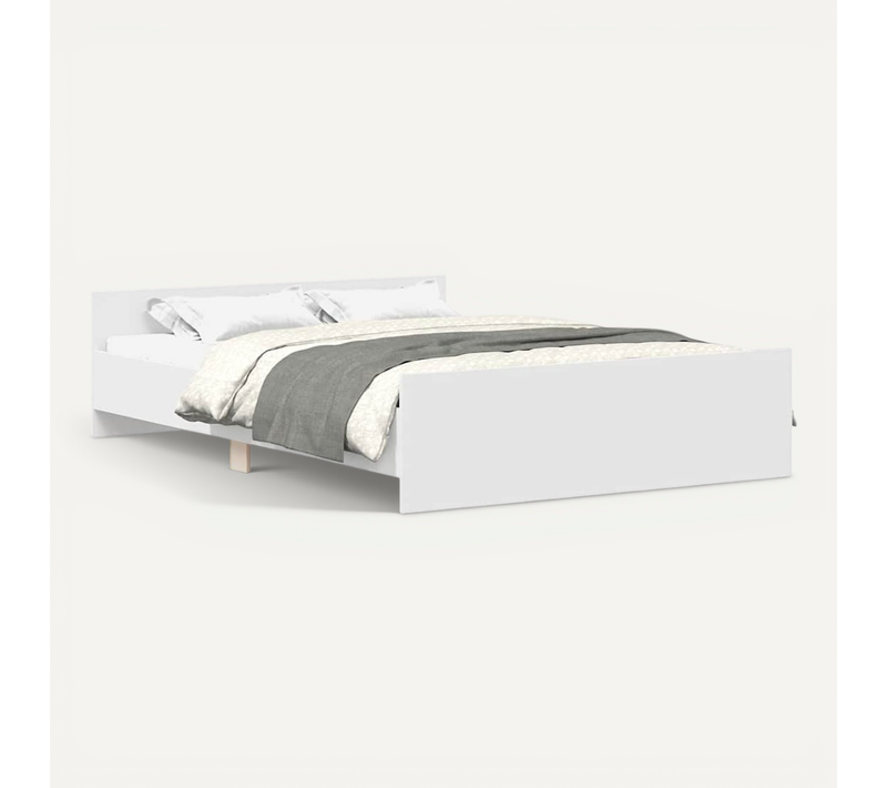 Cadre De Lit 140x190 Cm Bois Blanc Sans Matelas Design épuré Solide Et Robuste