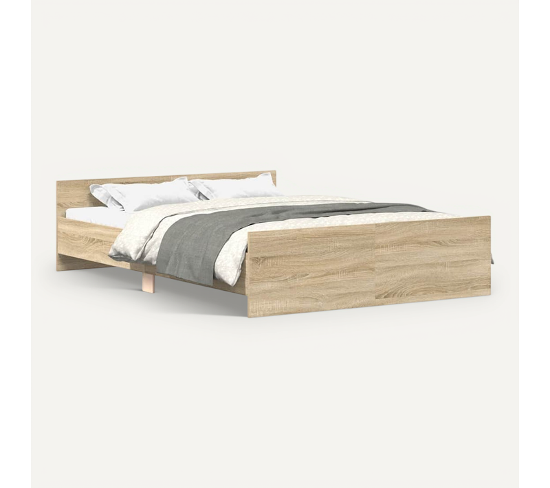 Cadre De Lit 140x190 Cm Bois Sonoma Chêne Robuste Design Moderne