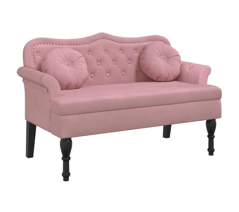 Banc Avec Coussins Rose 120,5x65x75 Cm Velours