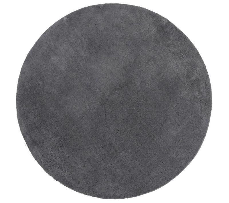 Tapis Huarte À Poils Courts Doux Et Lavable Anthracite D. 80 Cm