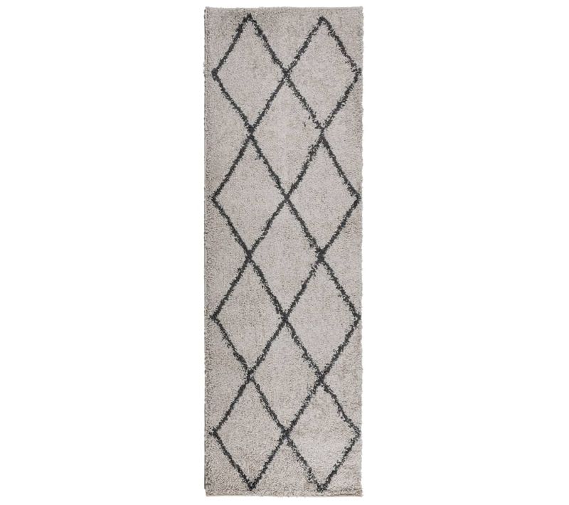 Tapis Shaggy à Poils Longs Moderne Beige Anthracite 80x250 Cm