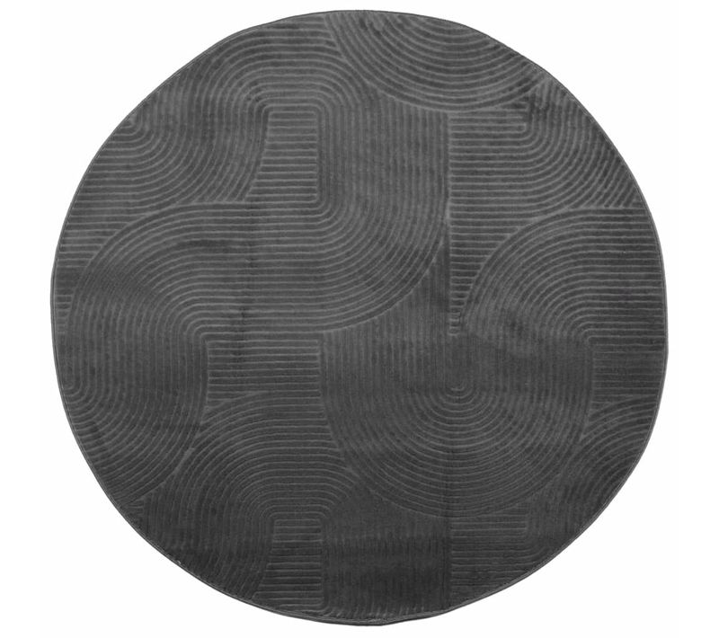 Tapis Iza Poils Courts Style Scandinave Anthracite D. 80 Cm