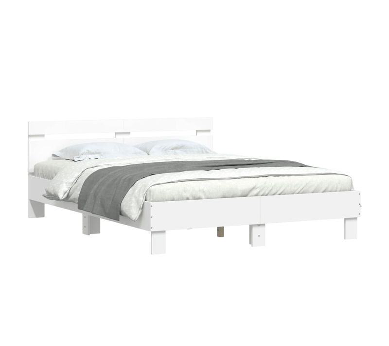 Cadre De Lit Avec LED Sans Matelas Blanc 140x190 Cm
