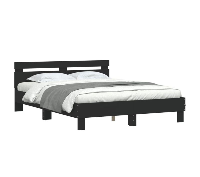Cadre De Lit Avec LED Sans Matelas Noir 140x190 Cm