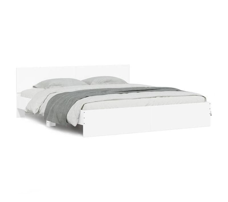Cadre De Lit Avec LED Sans Matelas Blanc 200x200 Cm